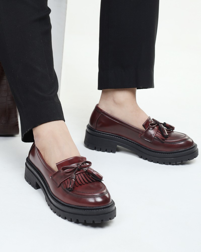 Chunky heel loafers best sale