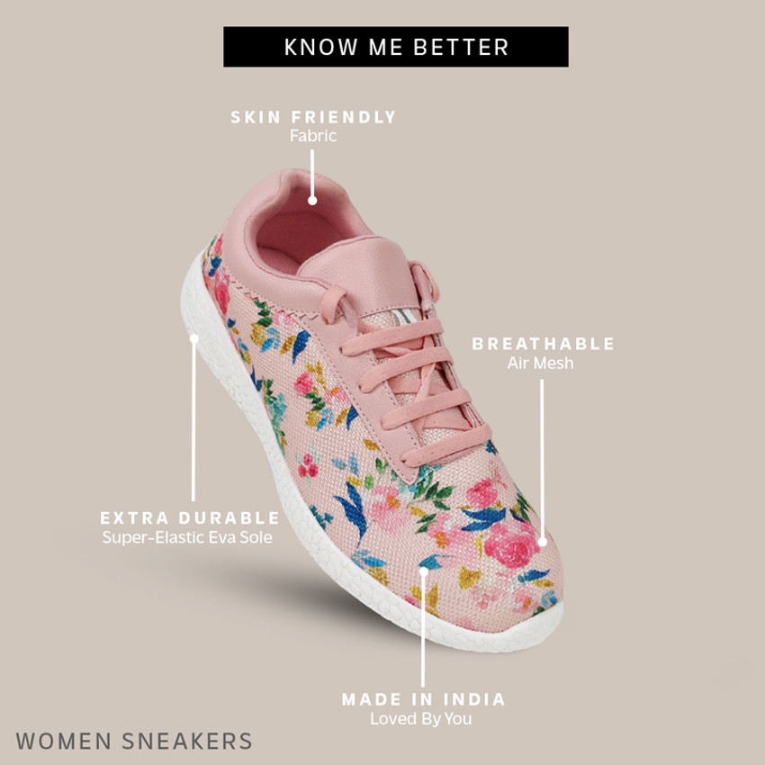 KazarMax Peach Floral Sneakers For Women Buy KazarMax Peach