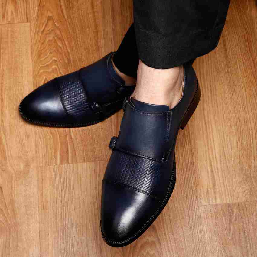 .com, LOUIS STITCH Men's Federal Blue Italian Monks Shoes Handmade  Stylish Leather Shoes for Men (Britain WEDMBU) - 6 UK - 7 US