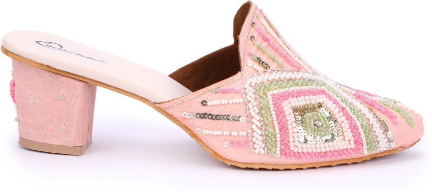 The Desi Dulhan Embellished Block Heels Mules Party Wear For Women