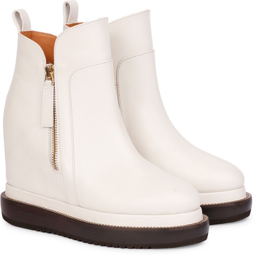 White wedge heel discount boots