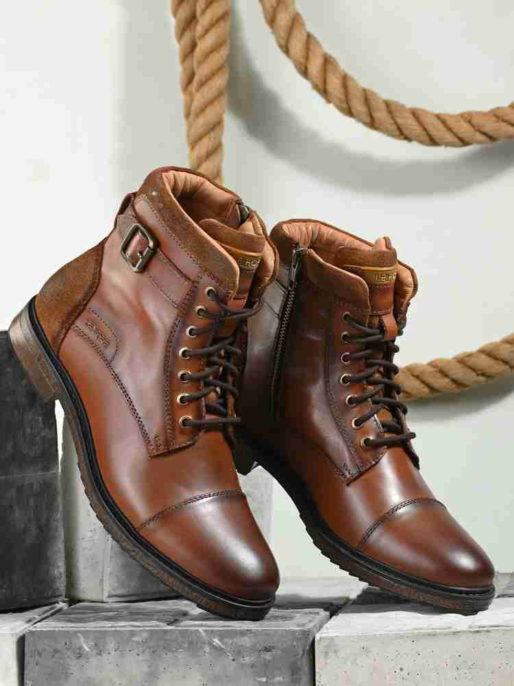 Mens casual leather online boots