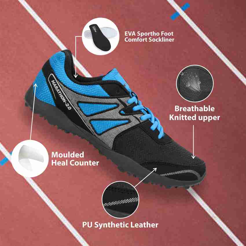Nivia men's marathon mesh pu blue shop and black running shoes