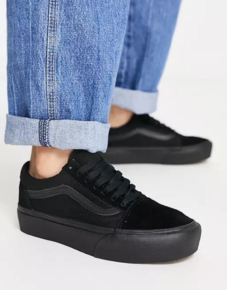 Plain black shop vans old skool