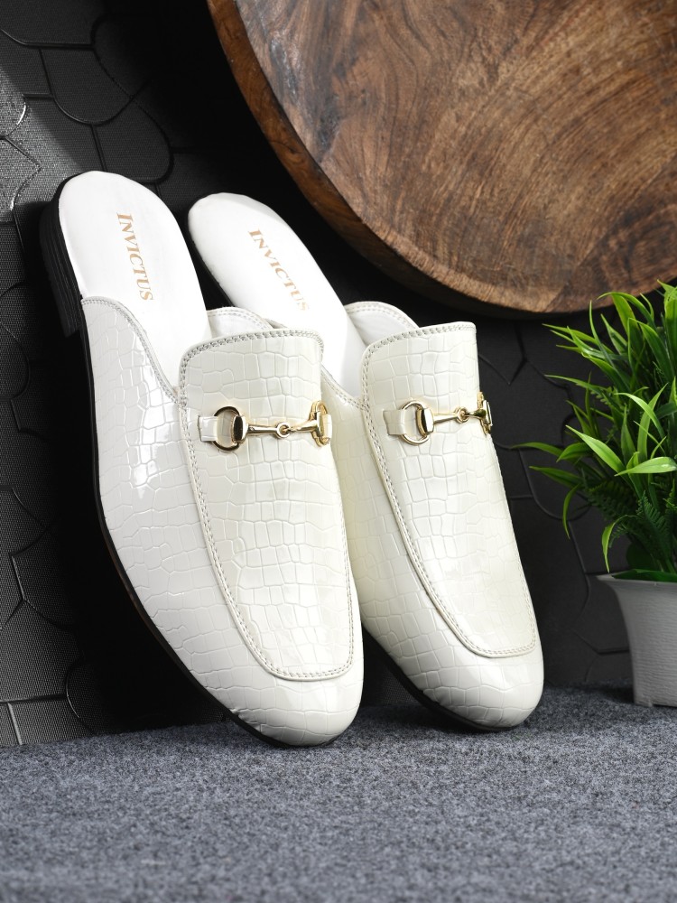 Mens hot sale white mules