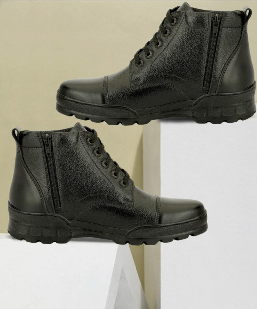 Mens black police boots best sale