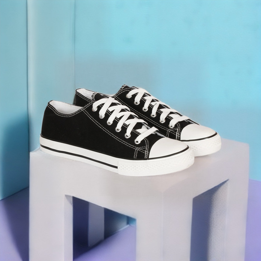 Black white canvas shoes sales