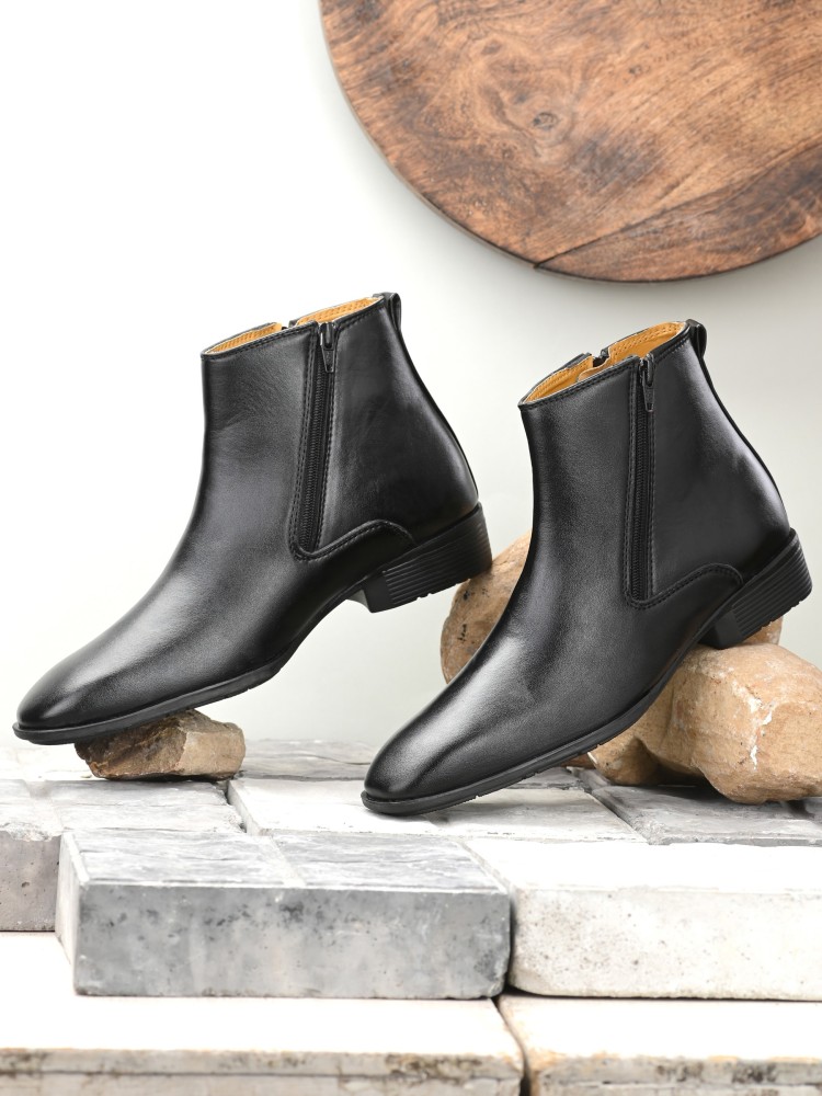 Mens boots discount with a zipper