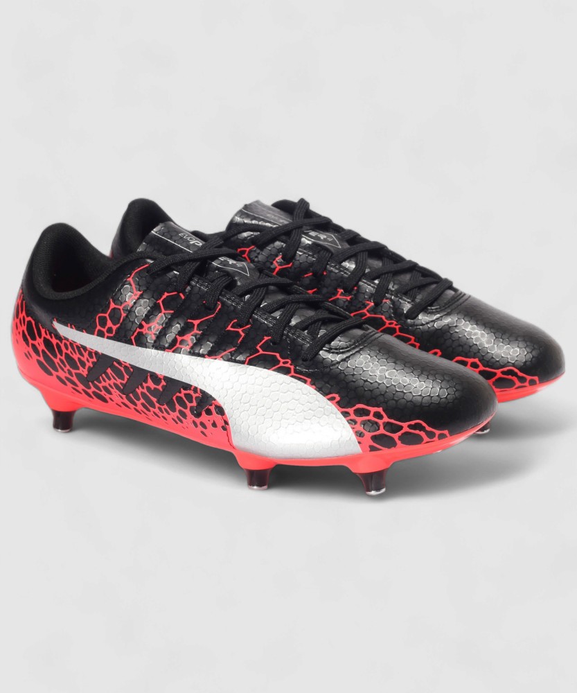 PUMA evoPOWER Vigor 4 GRAPHIC SG Football Shoes For Men Buy Puma Black Silver Fiery Coral Color PUMA evoPOWER Vigor 4 GRAPHIC SG Football Shoes For Men Online at Best Price Shop