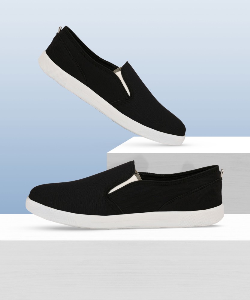 Black slip store on canvas shoes