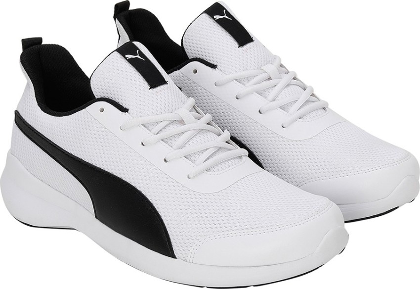 Puma black and deals white running shoes