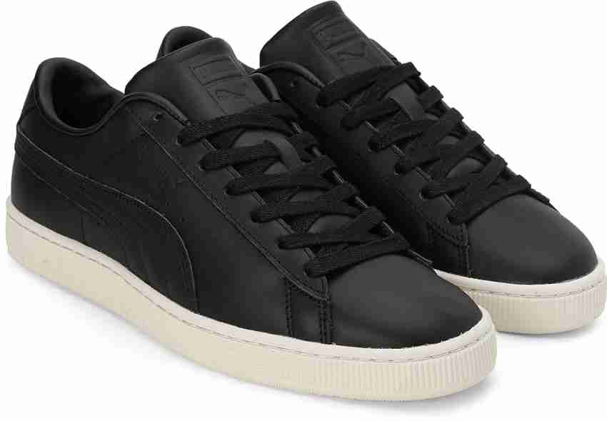 Puma basket black on sale leather