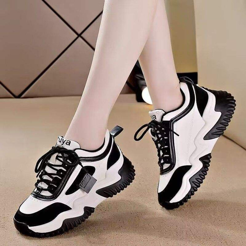 Ifah Korean Hot Sale PU Thick Sole Shoes Running Chunky Sneakers for Outdoor Ladies Casuals For Women Buy Ifah Korean Hot Sale PU Thick Sole Shoes Running Chunky Sneakers for Outdoor