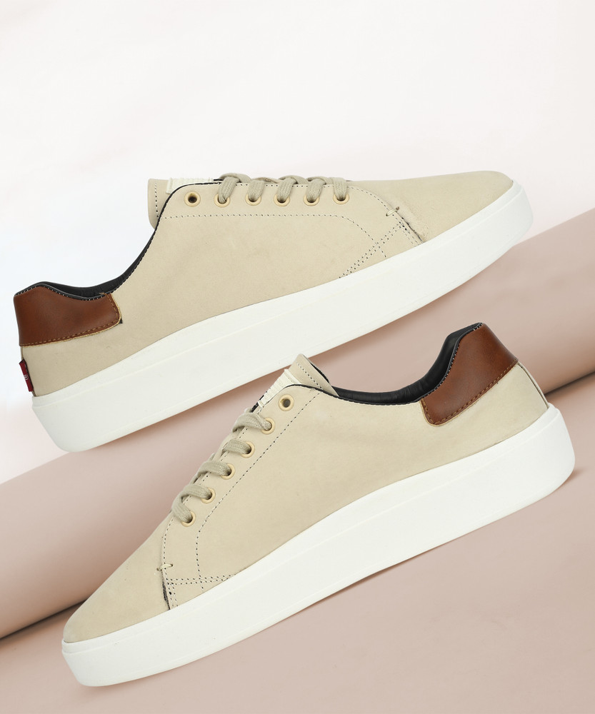 Levis Mens Beige Slip On Shoes Men's Beige Solid Slip-On Sneaker