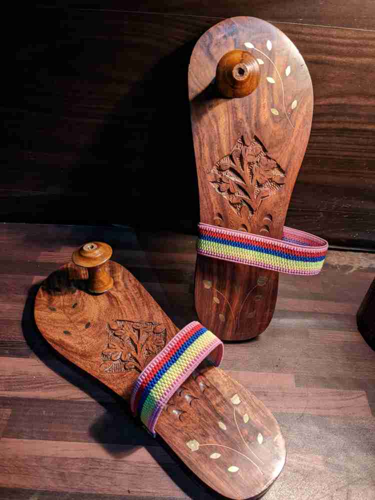 wooden cave wooden khadau slipper Flip flops Ethinic wear Monk