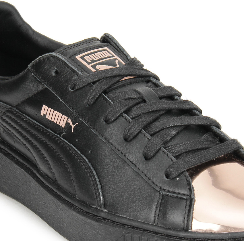 puma basket platform metallic rose gold
