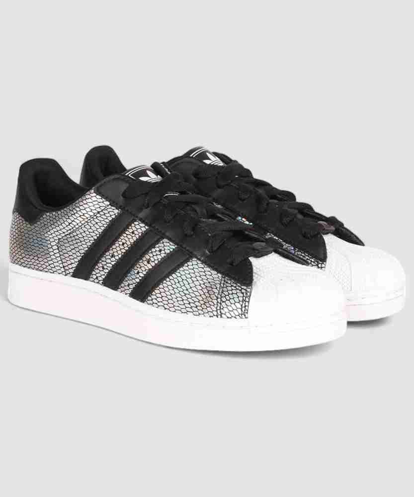 Adidas superstar womens black and white india best sale