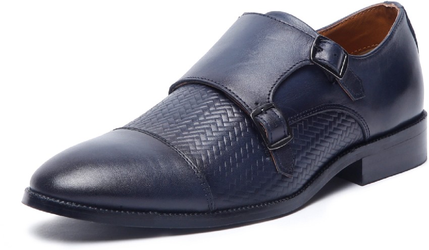 .com, LOUIS STITCH Men's Federal Blue Italian Monks Shoes Handmade  Stylish Leather Shoes for Men (Britain WEDMBU) - 6 UK - 7 US