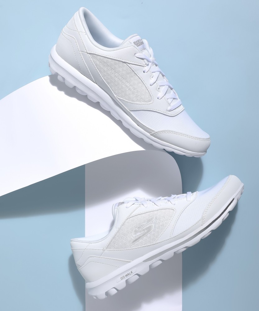 White skechers hot sale walking shoes