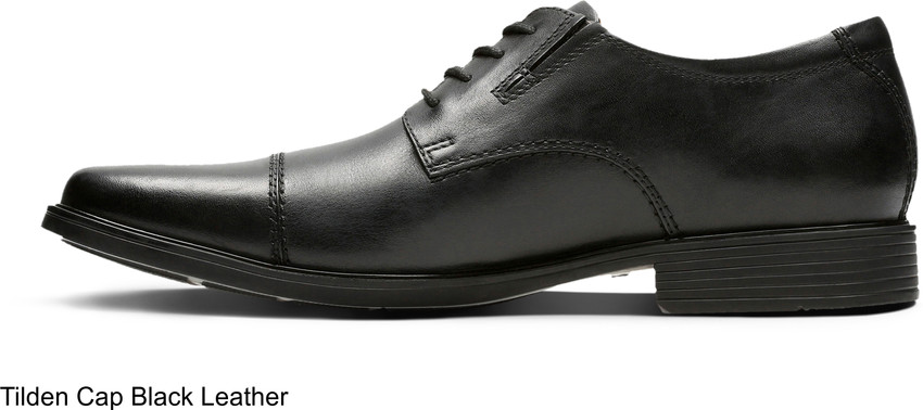Clarks tilden cap black leather store