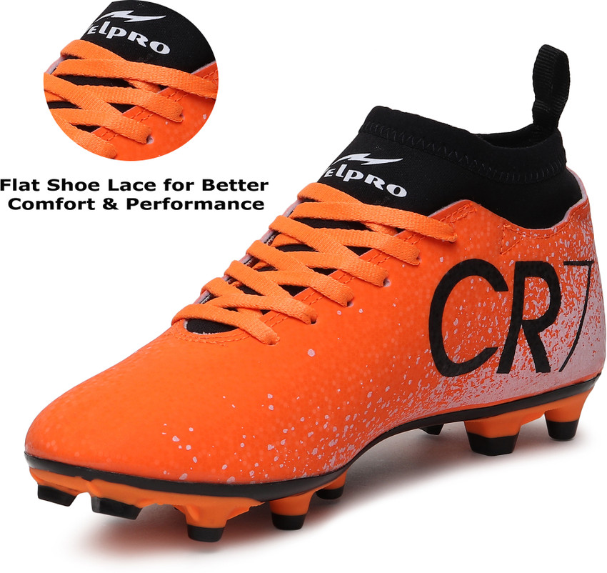 CR7 Juventus Synthetic HardGround Dual Color TPU Sole Orange Football shoes Football Shoes For Men