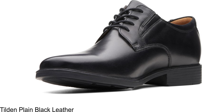 CLARKS Tilden Plain Black Leather Lace Up For Men Buy Black Leather Color CLARKS Tilden Plain Black Leather Lace Up For Men Online at Best Price Shop Online for Footwears