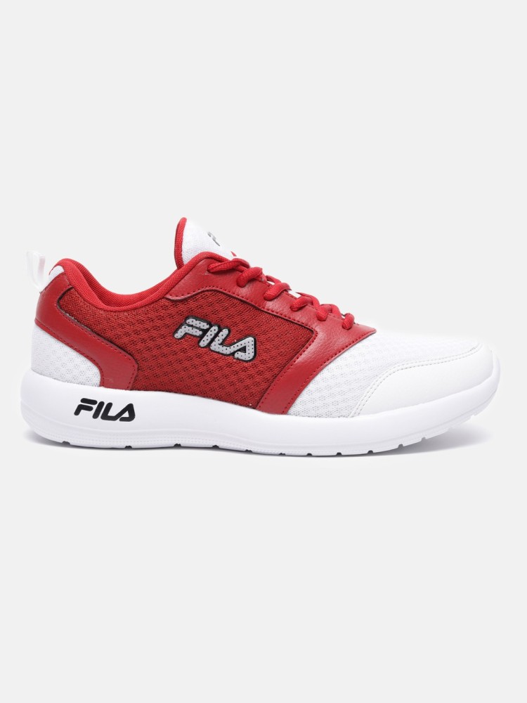 Fila red best sale white shoes