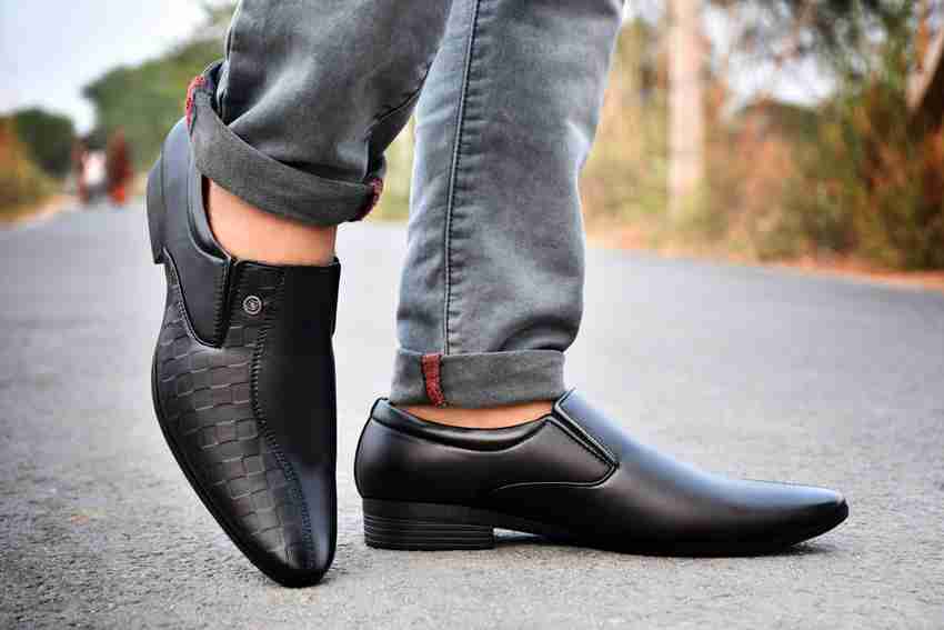 black formal slip on shoes