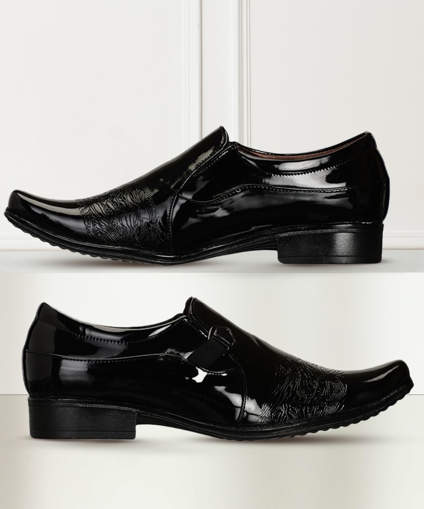 Men's glossy hot sale black shoes