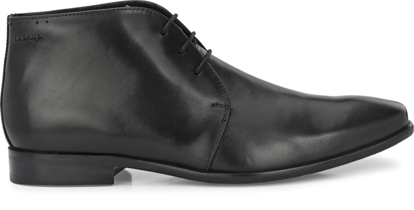 Black leather store desert boots mens