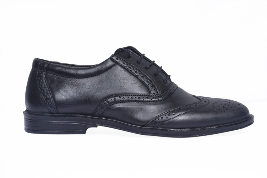 Terex Formal Black Shoes for Men with PU Sole Leather Brogues