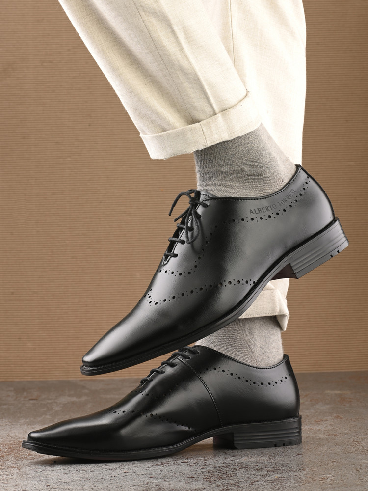 ALBERTO TORRESI Black Laser Cut Laceup Formal Shoes Lace Up For Men Buy ALBERTO TORRESI Black Laser Cut Laceup Formal Shoes Lace Up For Men Online at Best Price Shop