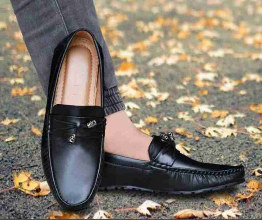 Mens black loafer dress shoes best sale