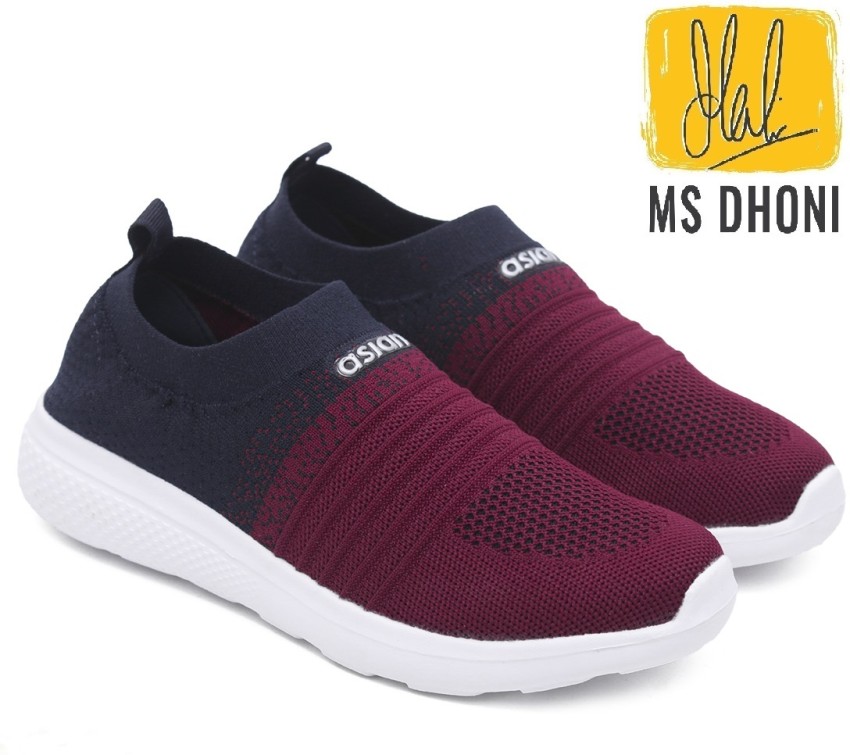 asian Elasto-02 sports shoes for women | Running shoes for girls stylish  latest design new fashion |casual sneakers for ladies | Lace up Lightweight  maroon shoes for jogging, walking, gym u0026 party