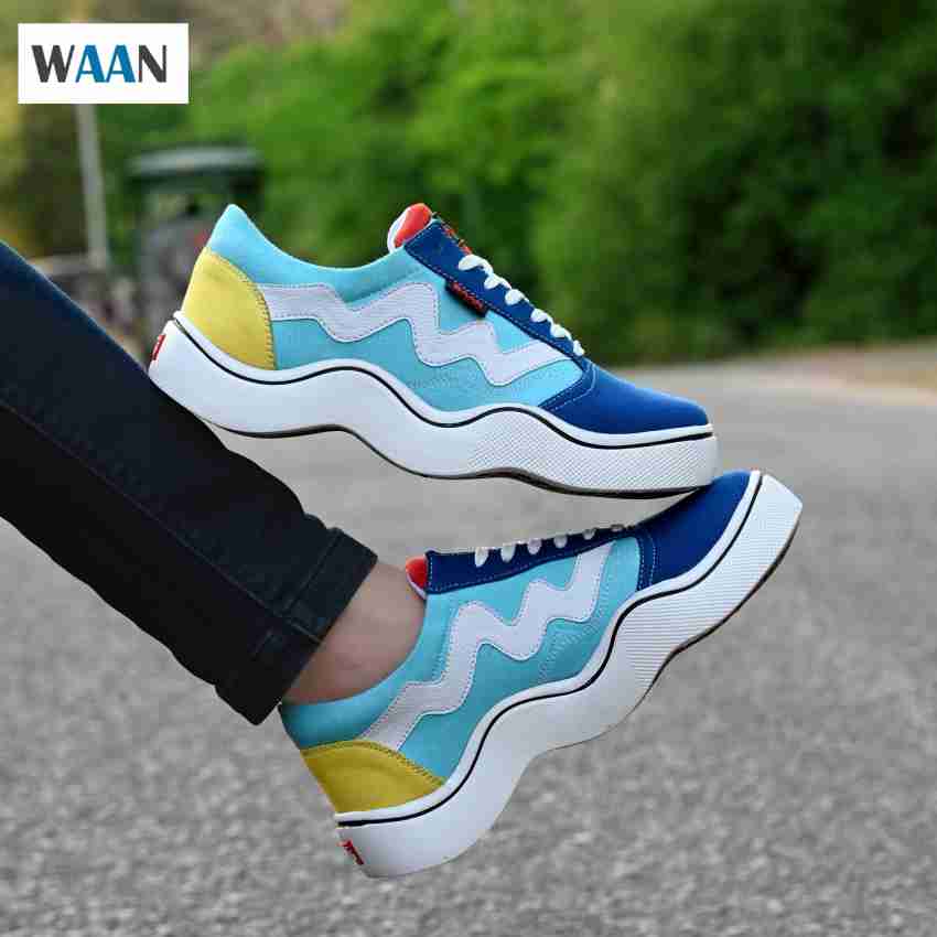 Mens blue cheap and yellow sneakers