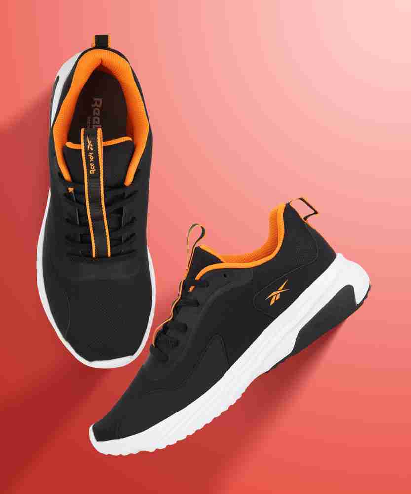 Black and clearance orange reebok shoes