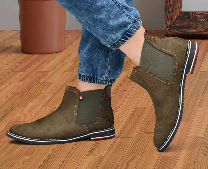 Mens green chelsea discount boots