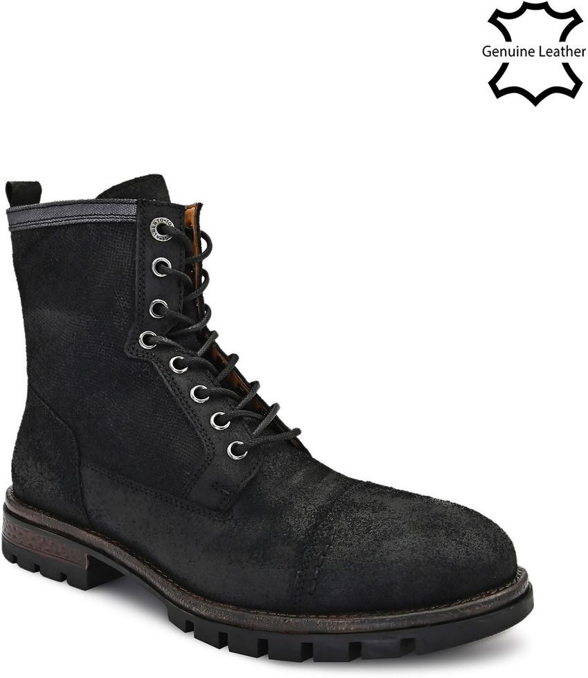 ALBERTO TORRESI Headhoc Series 556 Distress Leather Rugged Look Black Boots For Men Buy ALBERTO TORRESI Headhoc Series 556 Distress Leather Rugged Look Black Boots For Men Online at Best Price