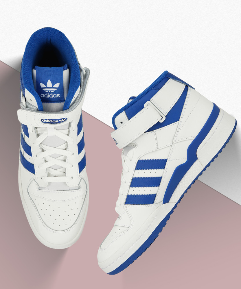Adidas original shoes mens high tops white blue hot sale