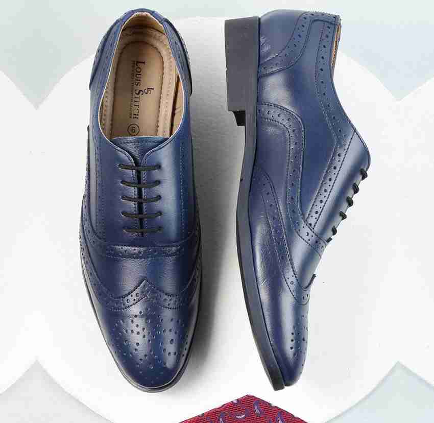 Mens blue brogue shoes discount