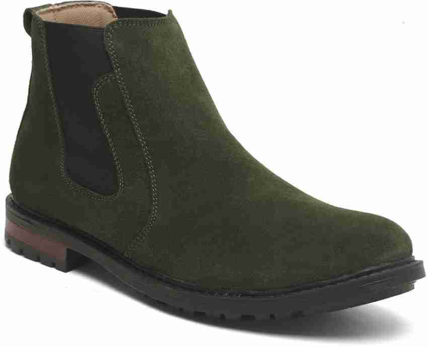 Green suede chelsea boots on sale mens