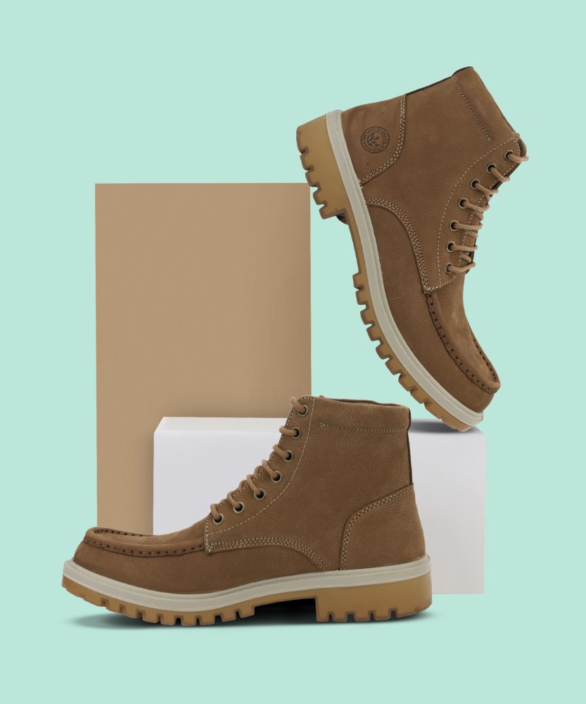 High neck leather clearance boots