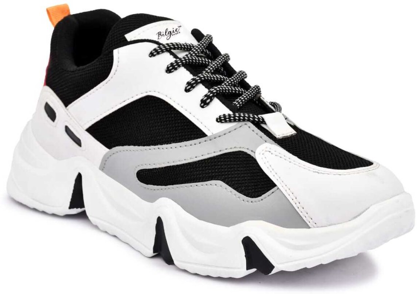 bilgic Stylish Black White Casual Sports shoes Running Shoes For Men