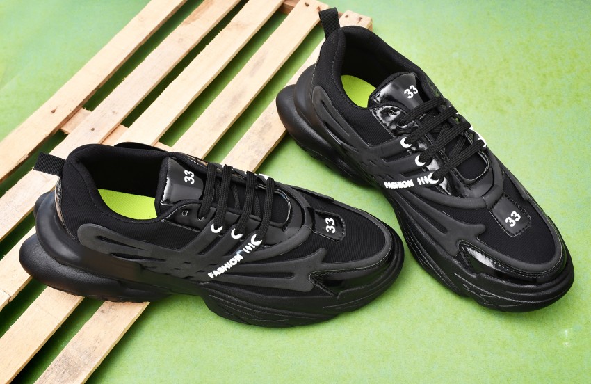 all black chunky trainers