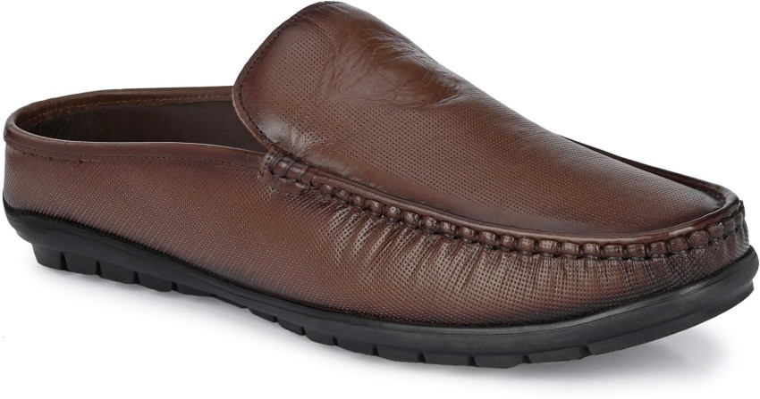 Hitz Men's Brown Leather Half Shoes Ethnic Wear Mule Shoes – Hitz Shoes  Online
