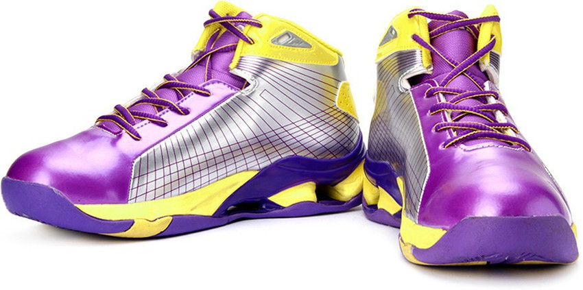 Yellow and best sale purple basketball shoes