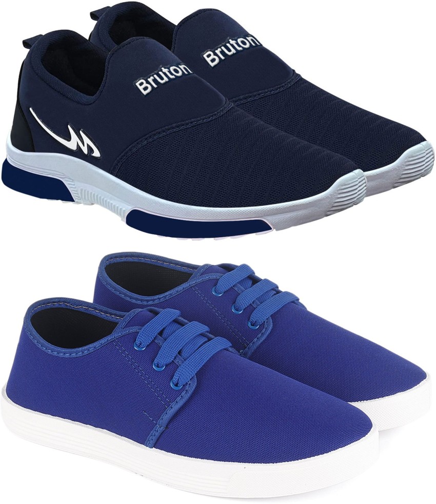 BRUTON Combo Pack of 2 Sports Shoes Running Shoes For Men (Black , Blue)