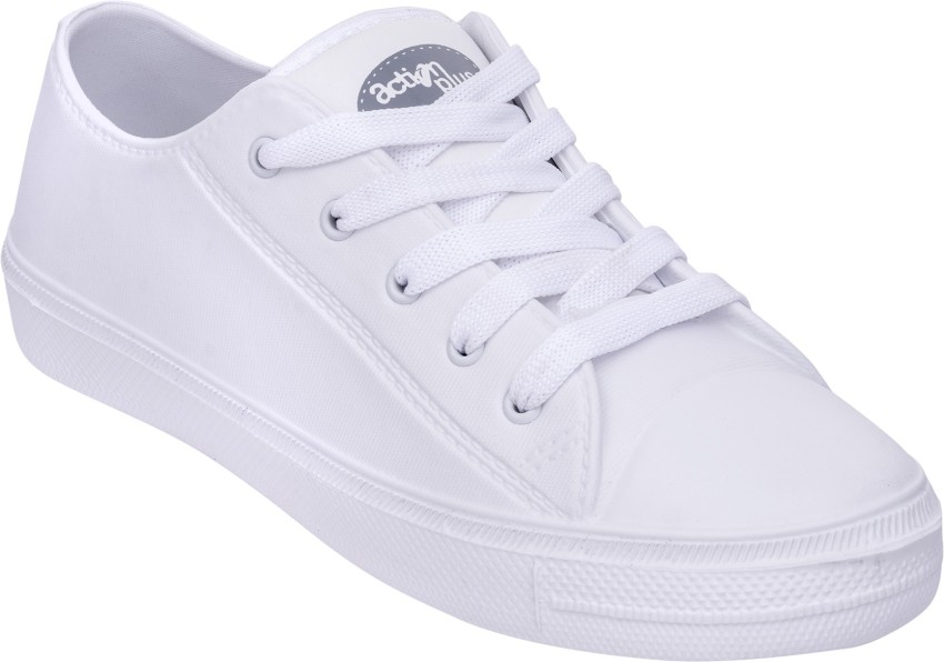 Action white store canvas shoes