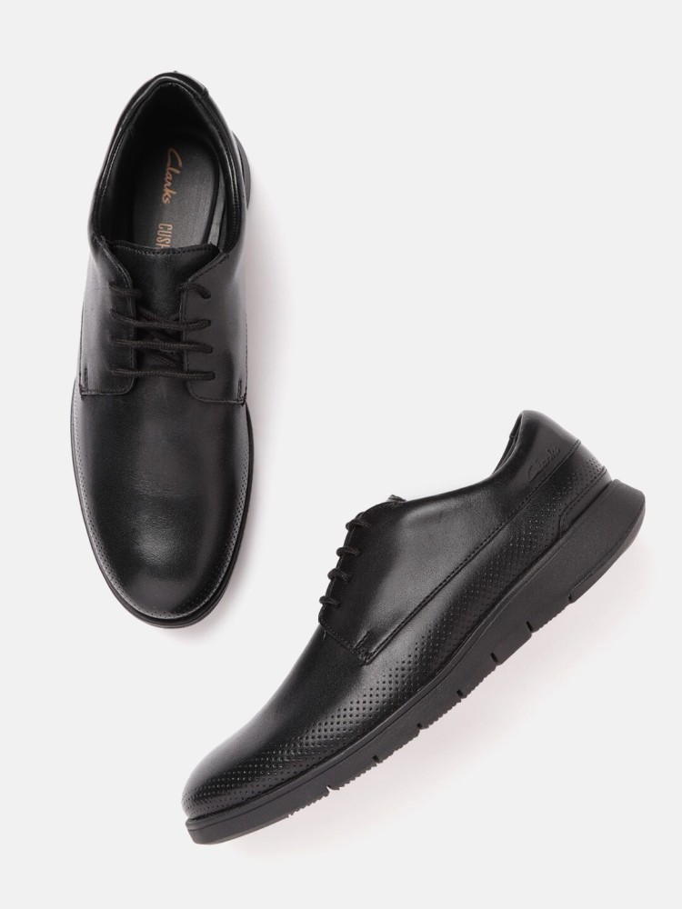 Clarks black leather clearance shoes