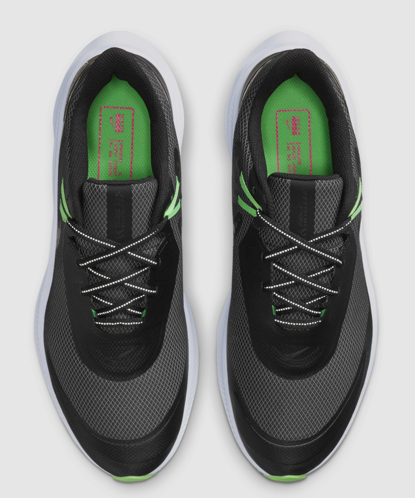 nike running quest 3 shield trainers in black